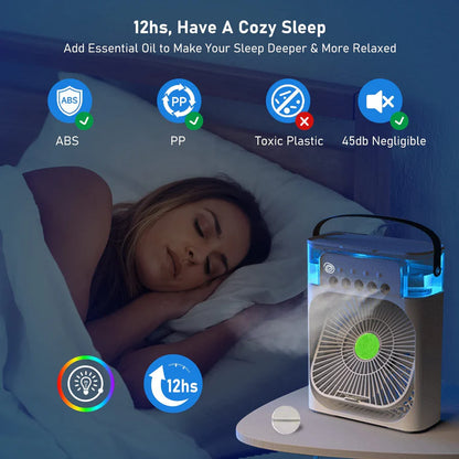 Portable Air Conditioner Mist Fan 3-in-1 Mini AC Cooler with Ice Tray